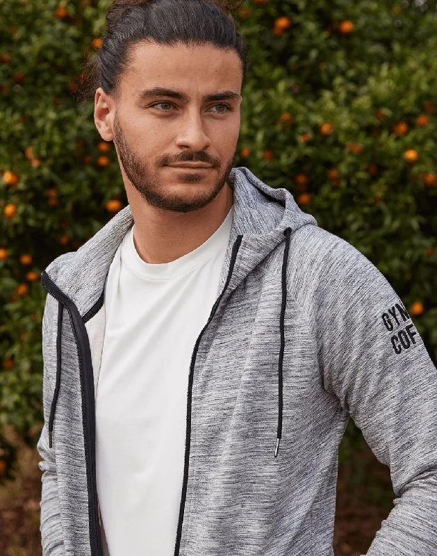 Lightweight men hoodie with mesh panels for breathability Mens Grey Fleck Hoodie