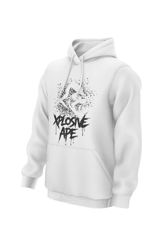 Tech - friendly men hoodie with a built - in headphone jack XAPE Primal Spray Hoodie - White