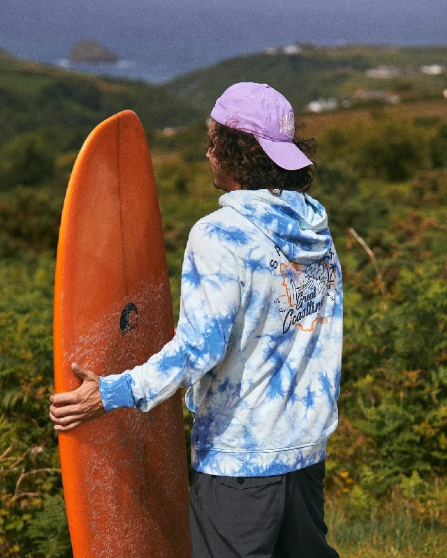 Luxury men hoodie made from cashmere - blend material Coastline - Mens Tie Dye Pop Hoodie - Blue