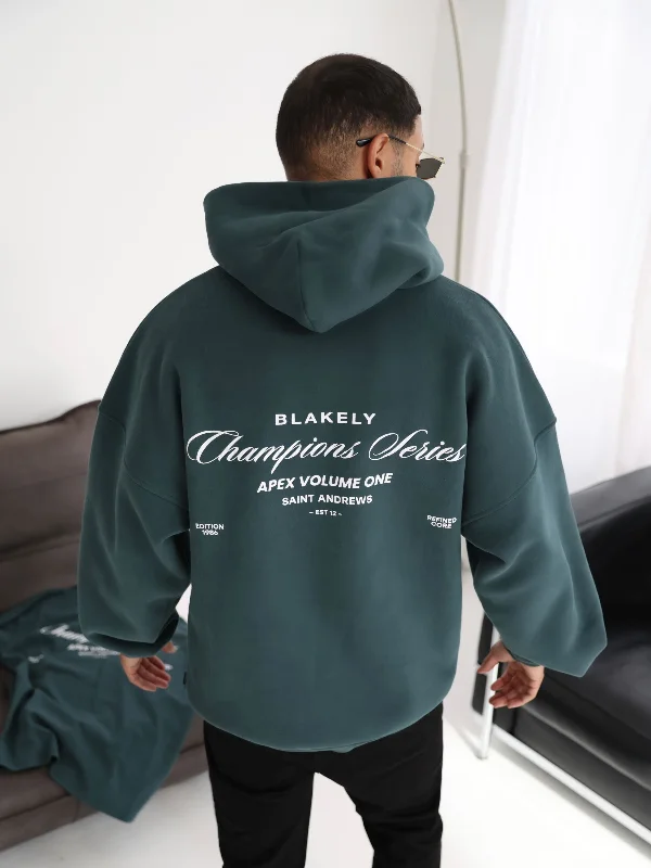 Plus - size men hoodie with a roomy fit for comfort Champions Relaxed Hoodie - Teal Green