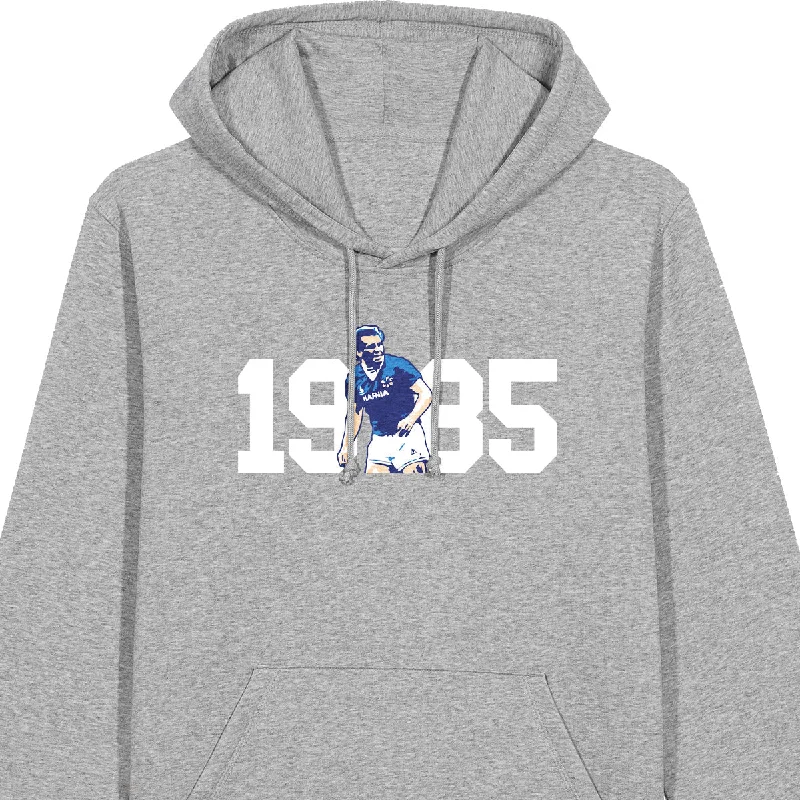 Water - resistant men hoodie for rainy days Peter Reid 1985 Hoodie