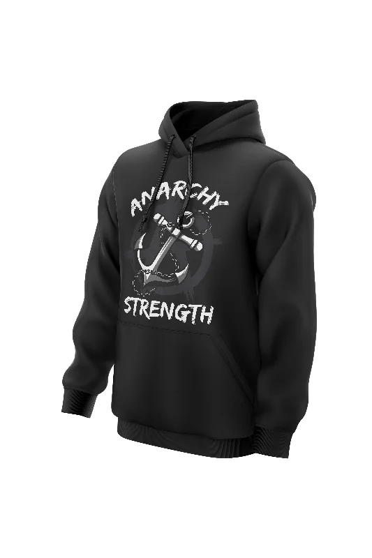 Solid - color men hoodie in trendy olive green AS Anchor Hoodie - Black