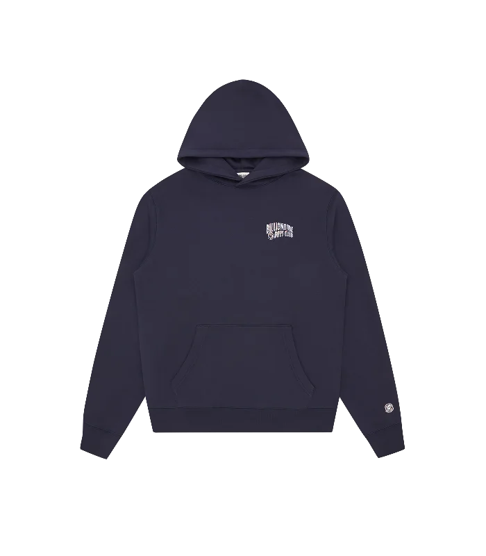 Fleece - lined men hoodie for extreme cold weather HOLOGRAPHIC SMALL ARCH LOGO POPOVER HOOD - NAVY