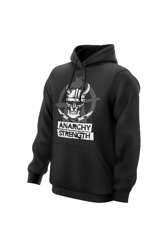 Zip - up men hoodie with multiple pockets for storage AS 'VIKING' HOODIE - BLACK
