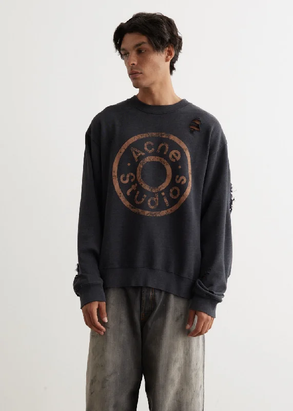 Solid - color men hoodie in trendy olive green Franziska U Button Logo Sweater
