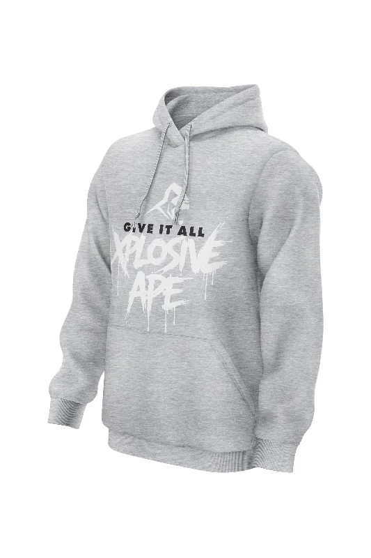 Men hoodie for gym workouts with moisture - wicking technology XAPE Drip Power Hoodie - Sports Grey