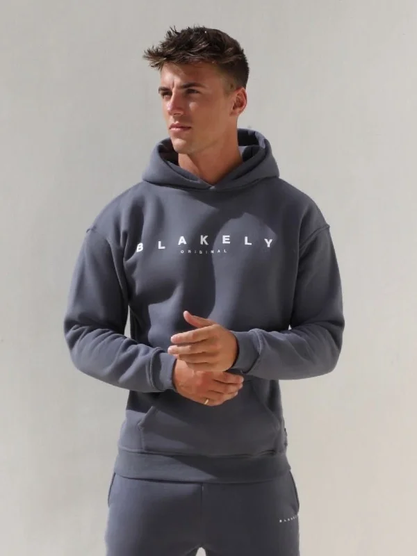 Lightweight men hoodie with mesh panels for breathability Evolved Relaxed Hoodie - Blue Lightweight men hoodie with mesh panels for breathability Evolved Relaxed Hoodie - Blue