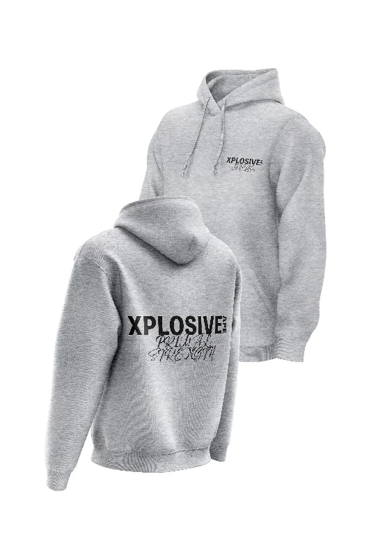 Oversized men hoodie with dropped shoulders for a streetwear look XAPE Primal Strength Graffiti V2 Hoodie - Grey