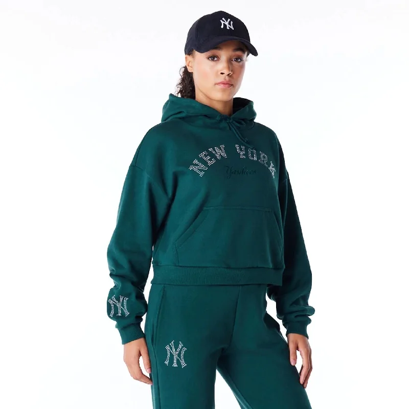 Luxury men hoodie made from cashmere - blend material New York Yankees Womens MLB Diamante Dark Green Pullover Hoodie