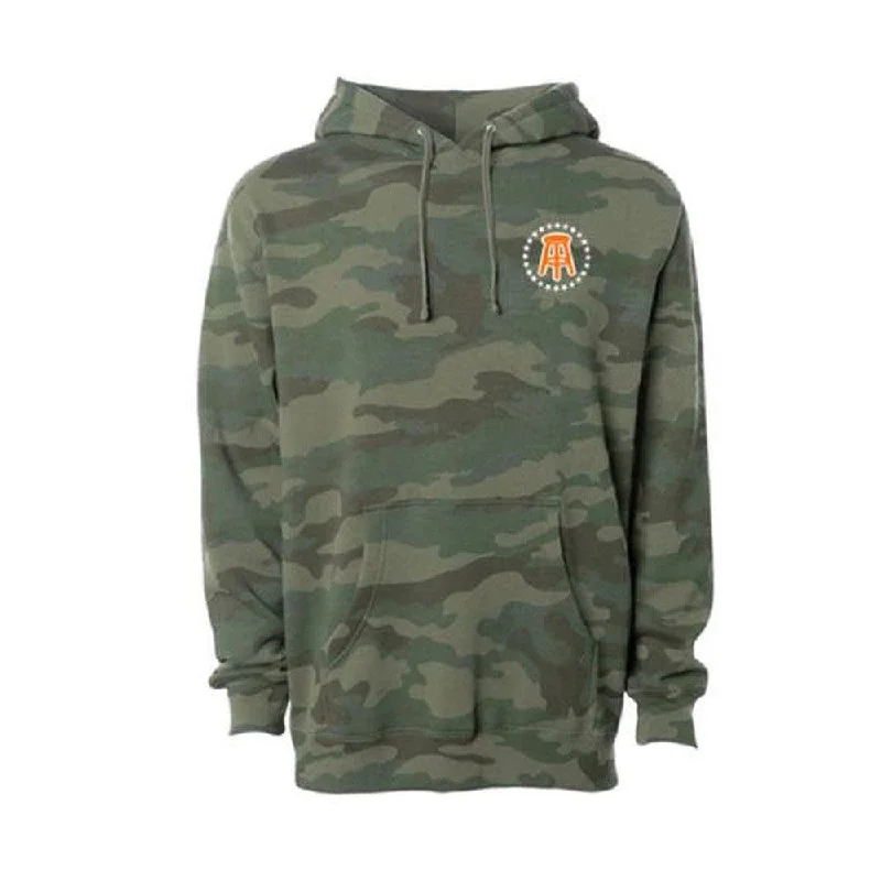 Retro - inspired men hoodie with a varsity logo Barstool Camo Hoodie