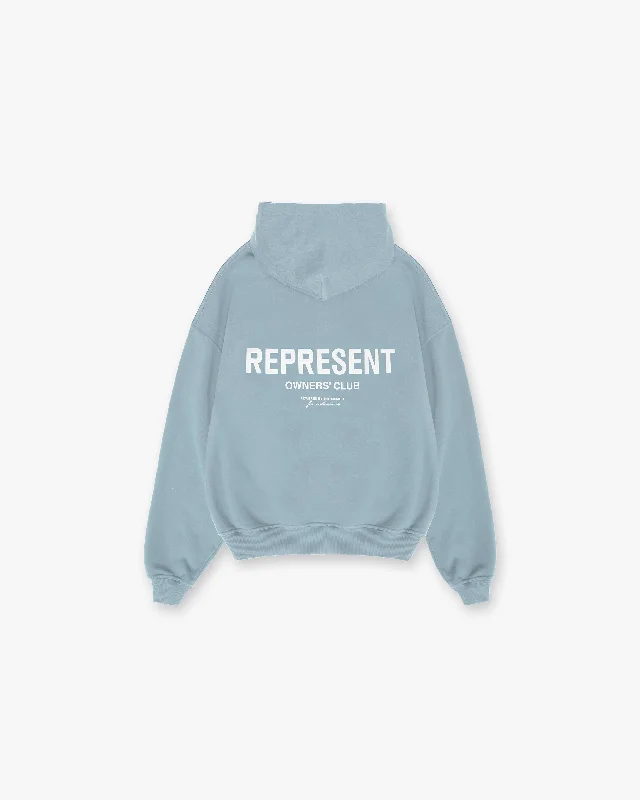 Retro - inspired men hoodie with a varsity logo Represent Owners Club Hoodie - Powder Blue