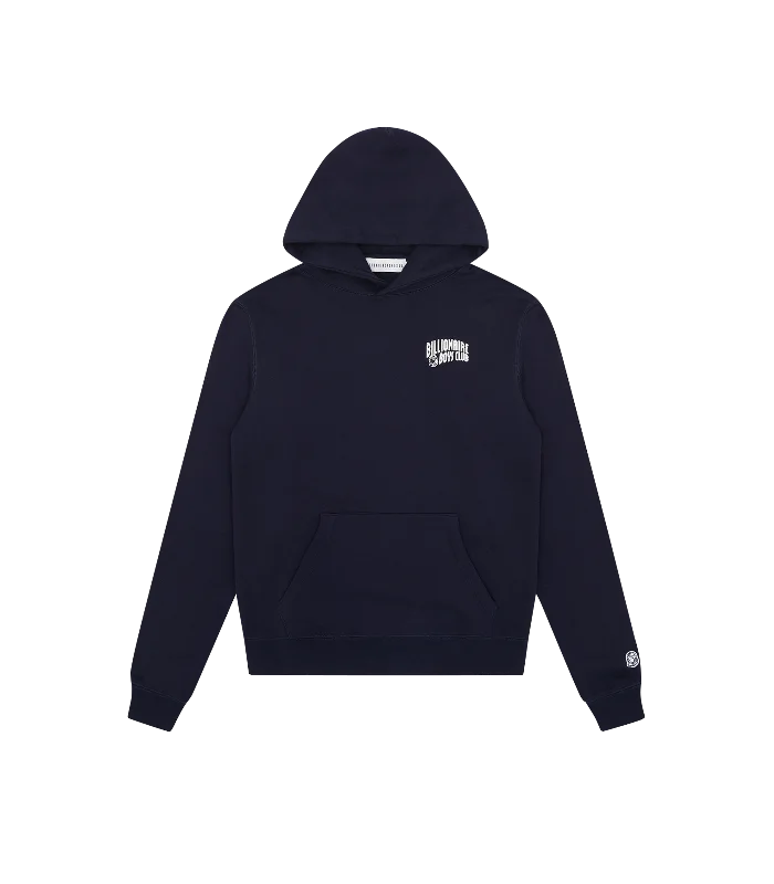 Organic cotton men hoodie for a sustainable and soft feel SMALL ARCH LOGO POPOVER HOOD - NAVY/WHITE LOGO Organic cotton men hoodie for a sustainable and soft feel SMALL ARCH LOGO POPOVER HOOD - NAVY/WHITE LOGO
