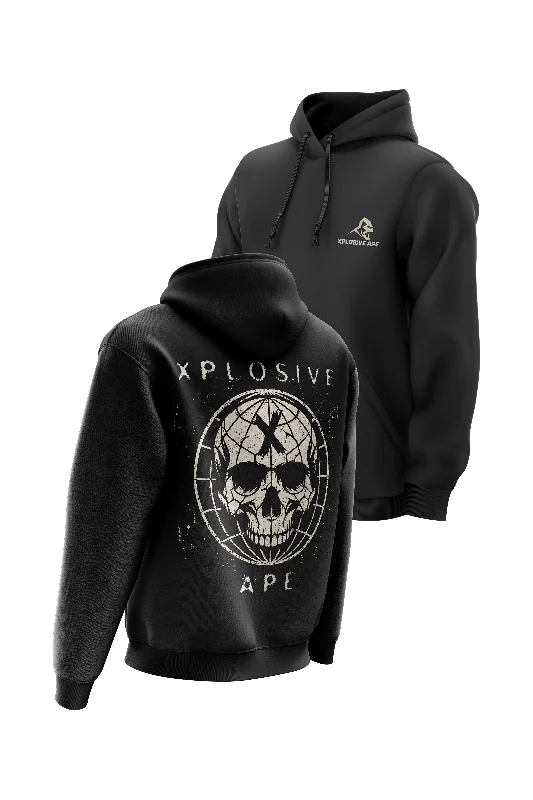 Men hoodie with a drawstring hood and adjustable hem XAPE Global Hoodie - Black
