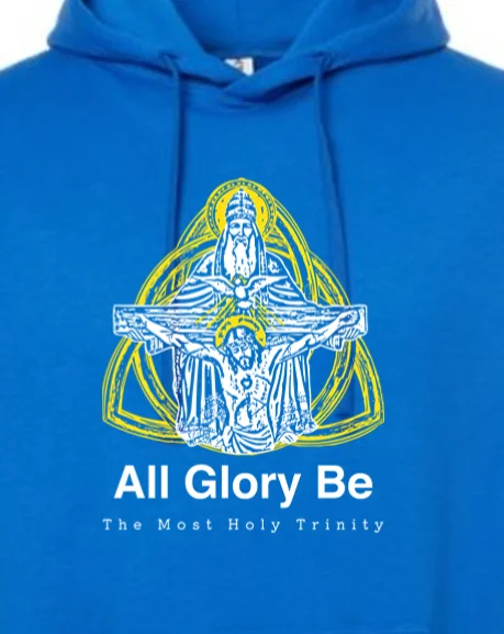 Men hoodie with a kangaroo pocket and ribbed cuffs All Glory Be - Holy Trinity Hoodie Sweatshirt