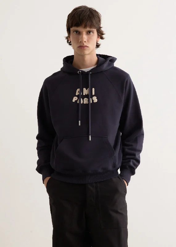 Men hoodie with a detachable hood for versatility Ami Print Hoodie