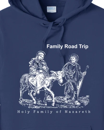 Fleece - lined men hoodie for extreme cold weather Family Road Trip - Holy Family Hoodie Sweatshirt
