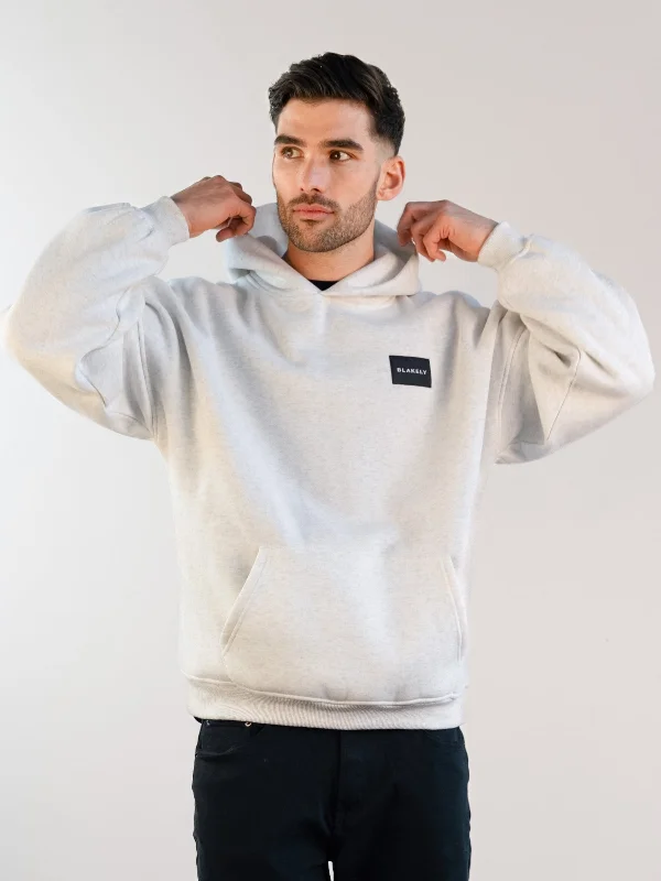 Camouflage - pattern men hoodie for outdoor enthusiasts Label Relaxed Hoodie - Marl White Camouflage - pattern men hoodie for outdoor enthusiasts Label Relaxed Hoodie - Marl White