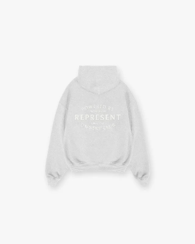 Solid - color men hoodie in trendy olive green Represent Owners Club Stamp Hoodie - Ash Grey