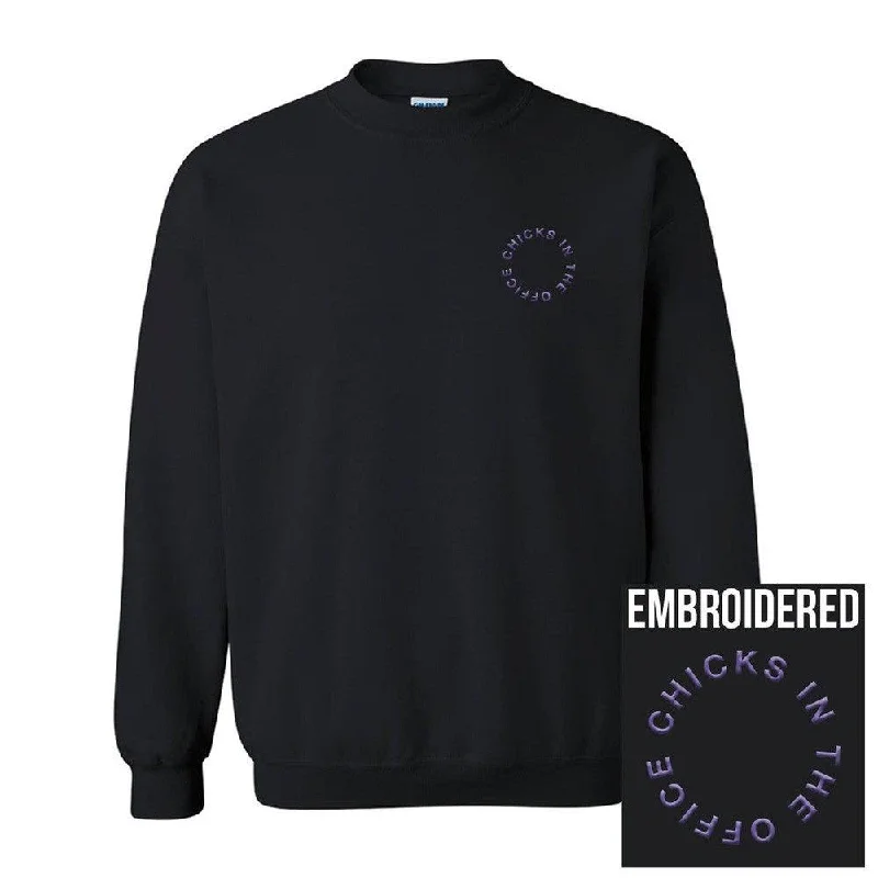 Men hoodie with a detachable hood for versatility Chicks In The Office Embroidered Crewneck Men hoodie with a detachable hood for versatility Chicks In The Office Embroidered Crewneck