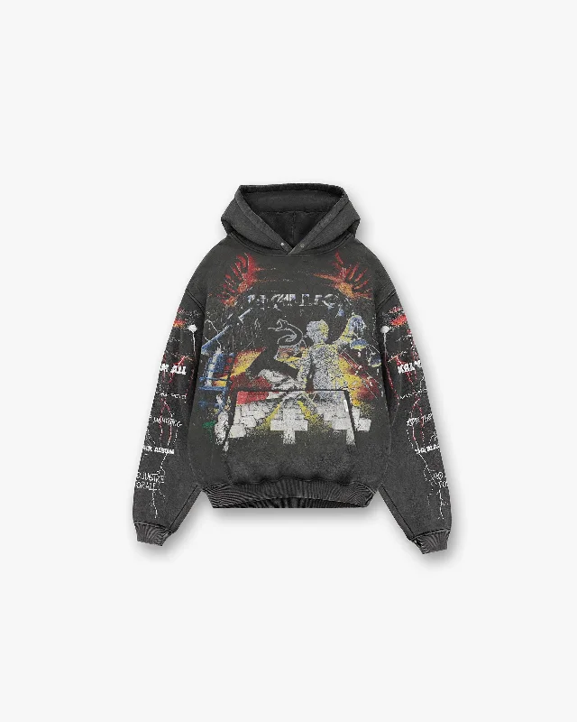 Men hoodie with a drawstring hood and adjustable hem Represent X Metallica Master Of Puppets Hoodie - Vintage Grey