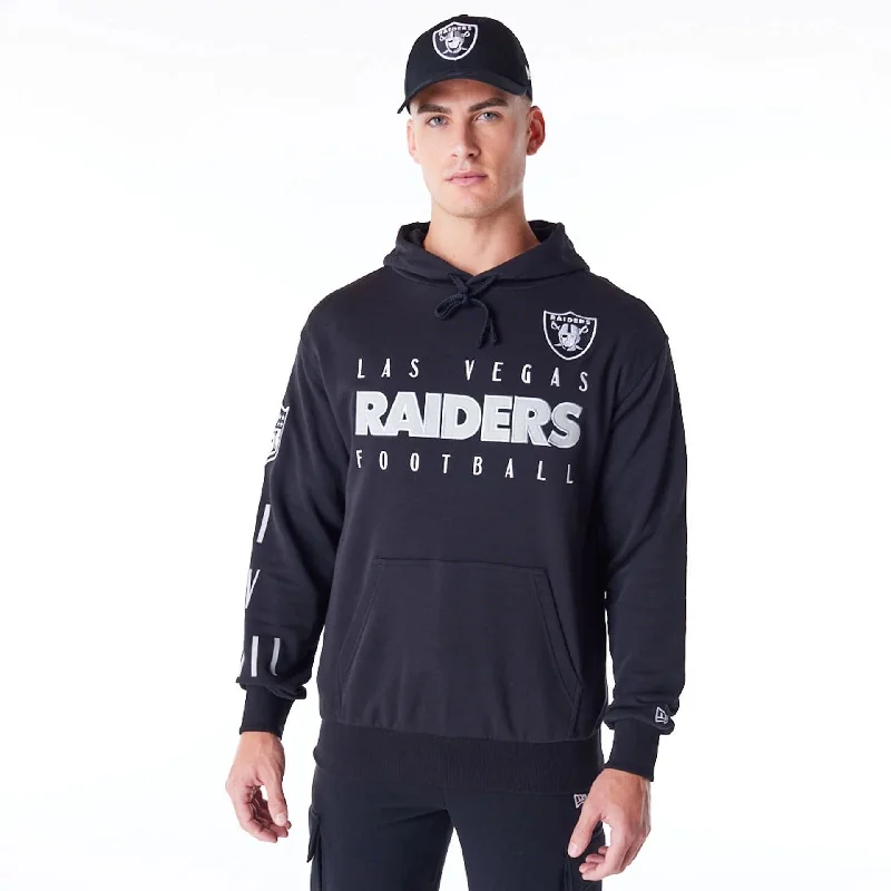 Oversized men hoodie with dropped shoulders for a streetwear look Las Vegas Raiders NFL Patch Black Oversized Pullover Hoodie