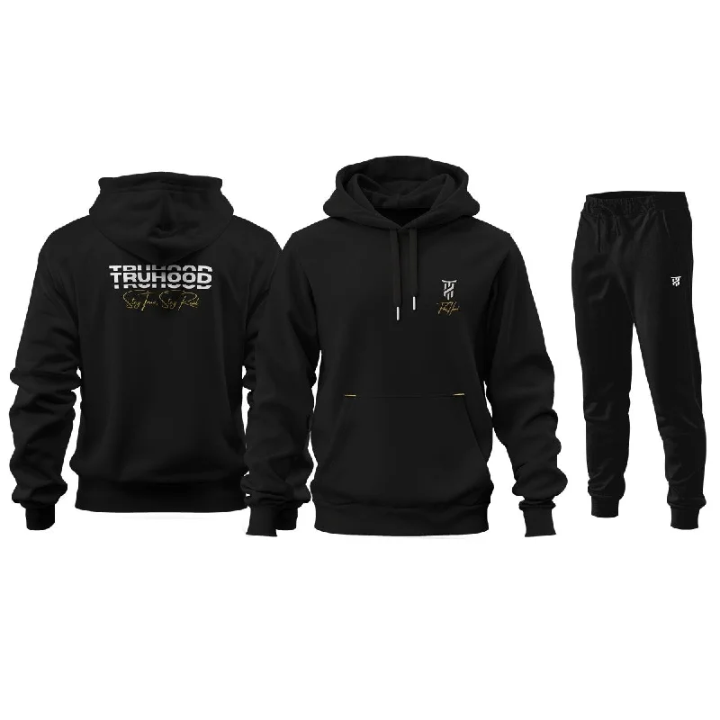 Oversized men hoodie with dropped shoulders for a streetwear look Ultimate Black Hoodie & Tracksuit Set for Men & Boys | Plain & Graphic Options | OG Embroidery