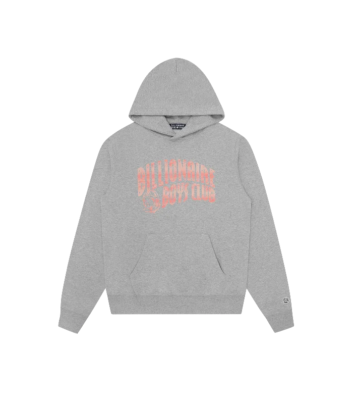 Luxury men hoodie made from cashmere - blend material MOUNTAIN FILL ARCH LOGO POPOVER HOOD - HEATHER GREY