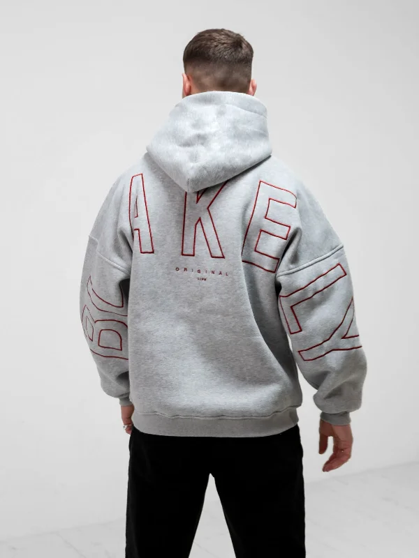 Men hoodie for gym workouts with moisture - wicking technology Embroidered Idris Oversized Hoodie - Red