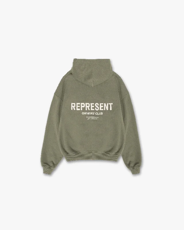 Men hoodie with a detachable hood for versatility Represent Owners Club Hoodie - Olive