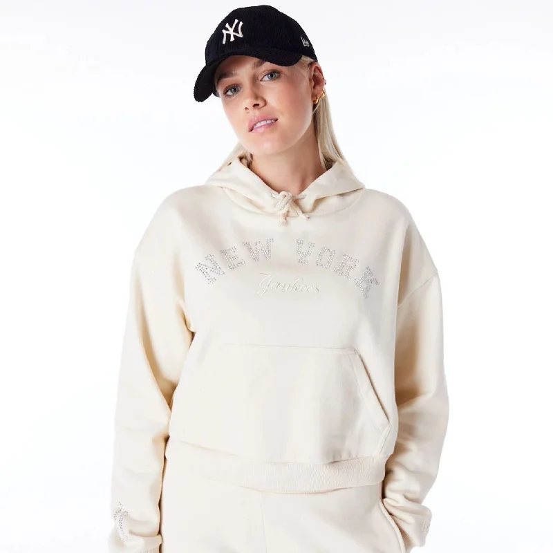 Retro - inspired men hoodie with a varsity logo New York Yankees Womens MLB Diamante Stone Pullover Hoodie