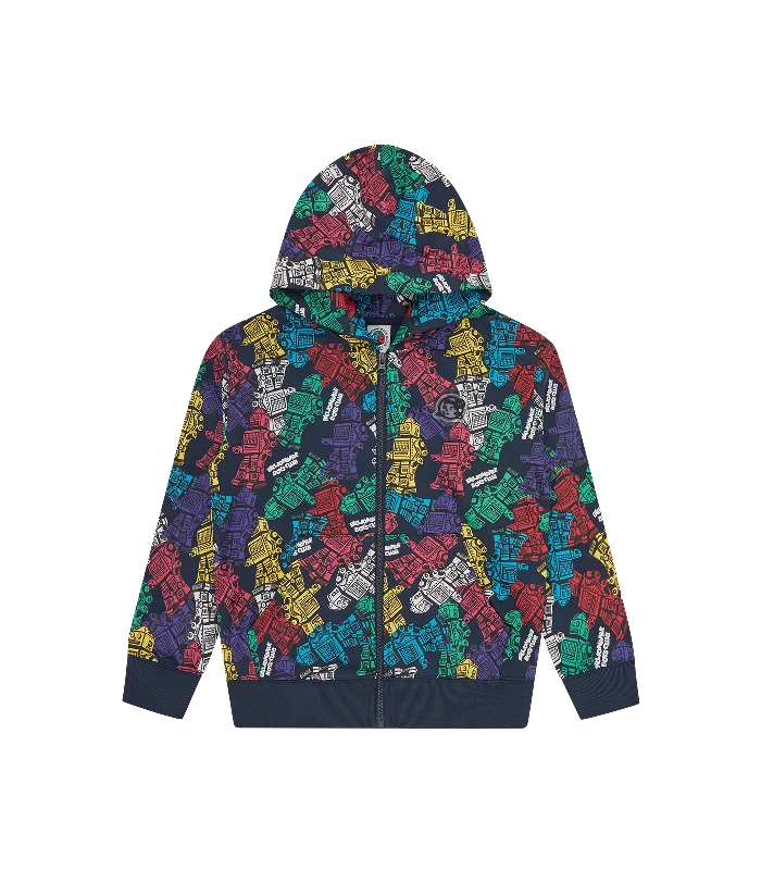 Slim - fit men hoodie to pair with skinny jeans KIDS ROBOT ZIP THROUGH HOOD - MULTI