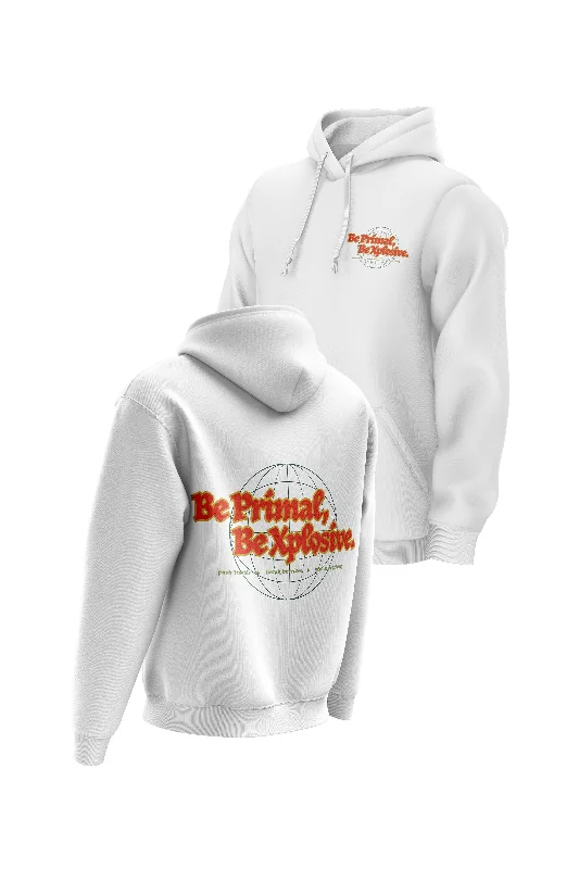 Men hoodie with a detachable hood for versatility XAPE Primal Globe V4 Hoodie - White