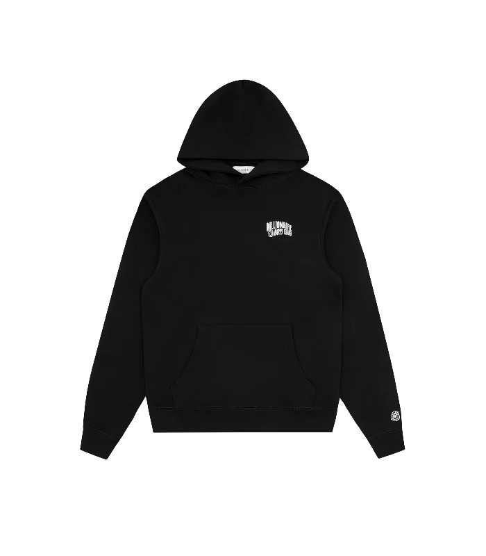 Organic cotton men hoodie for a sustainable and soft feel SMALL ARCH LOGO POPOVER HOOD - BLACK Organic cotton men hoodie for a sustainable and soft feel SMALL ARCH LOGO POPOVER HOOD - BLACK