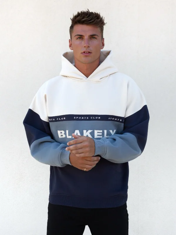 Retro - inspired men hoodie with a varsity logo Alpine Relaxed Hoodie - Light Blue