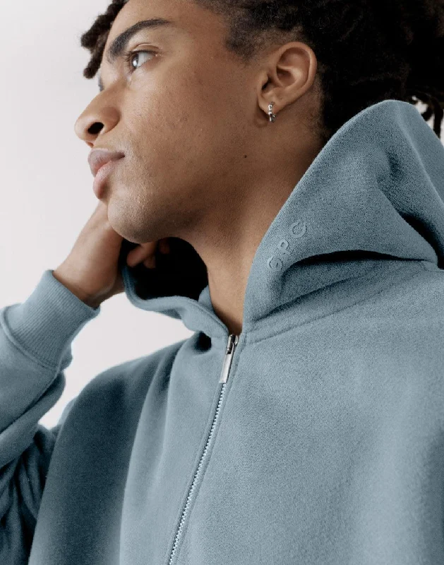 Plus - size men hoodie with a roomy fit for comfort The Oversized Zip Hoodie in Chalk Blue