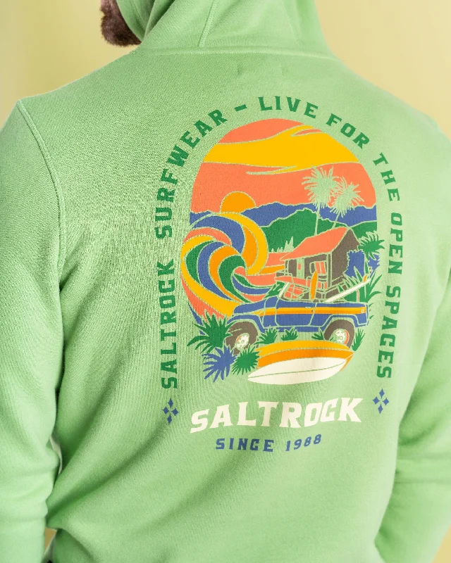 Men hoodie with a kangaroo pocket and ribbed cuffs Atlantic Adventure - Mens Pop Hoodie - Green