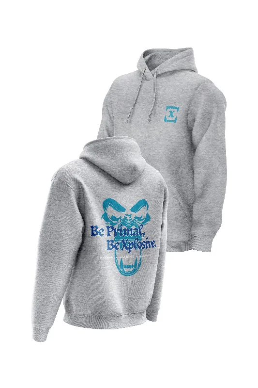 Zip - up men hoodie with multiple pockets for storage XAPE Primal Power V3 Hoodie - Grey