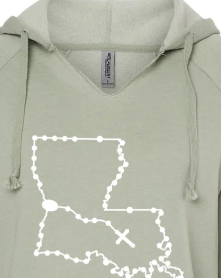 Fleece - lined men hoodie for extreme cold weather Louisiana Catholic Rosary Drop Hoodie