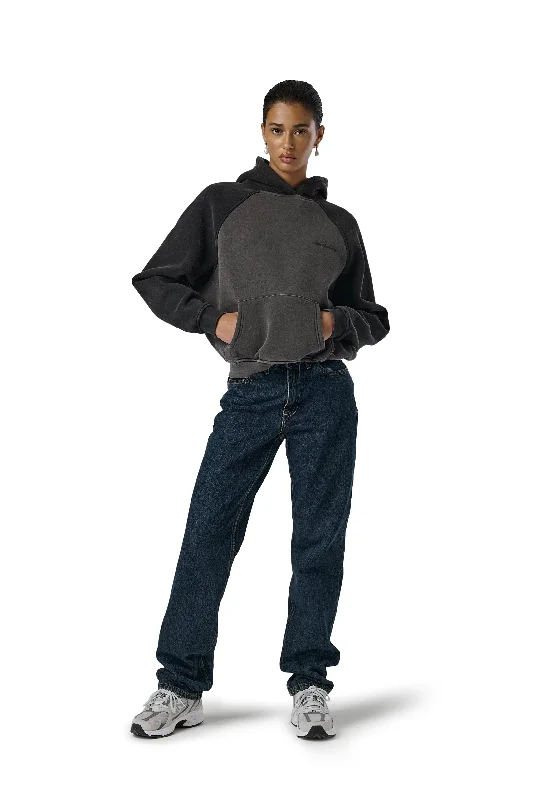 Plus - size men hoodie with a roomy fit for comfort International Raglan Hoodie in Cinder Wash