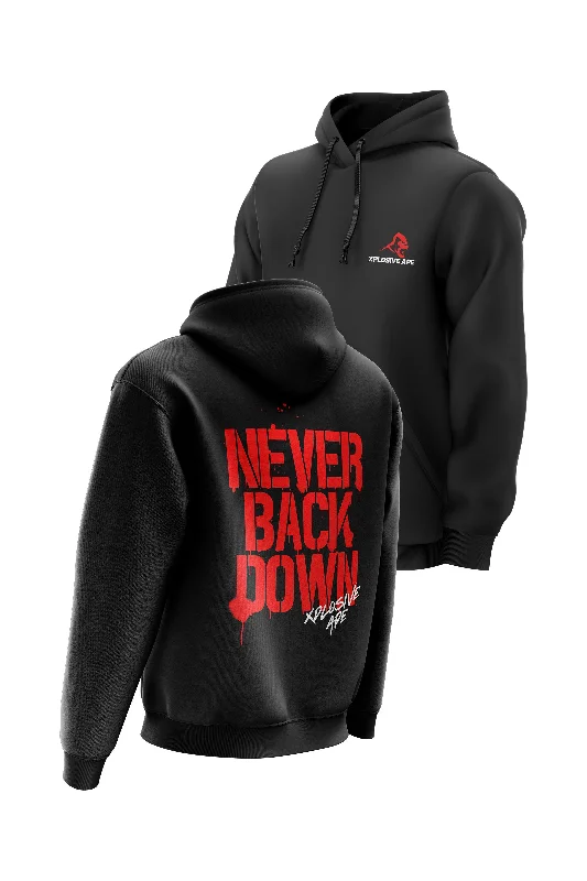 Tech - friendly men hoodie with a built - in headphone jack XAPE Never Back Down Signature Hoodie - Black