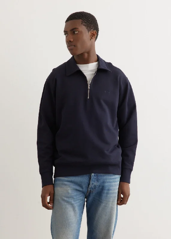 Tech - friendly men hoodie with a built - in headphone jack Ketel Relaxed Organic NORSE Logo Half Zip Sweater Tech - friendly men hoodie with a built - in headphone jack Ketel Relaxed Organic NORSE Logo Half Zip Sweater
