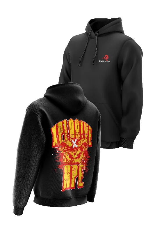 Oversized men hoodie with dropped shoulders for a streetwear look XAPE Scorcher Hoodie - Black Oversized men hoodie with dropped shoulders for a streetwear look XAPE Scorcher Hoodie - Black