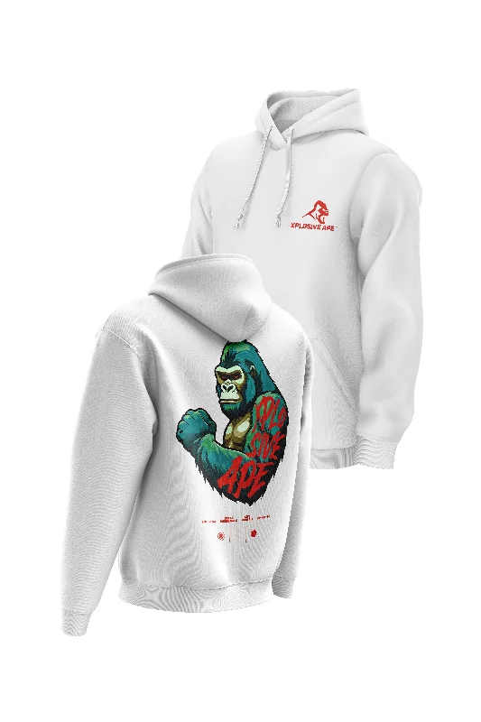 Men hoodie for gym workouts with moisture - wicking technology XAPE Powerhouse V2 Hoodie - White Men hoodie for gym workouts with moisture - wicking technology XAPE Powerhouse V2 Hoodie - White