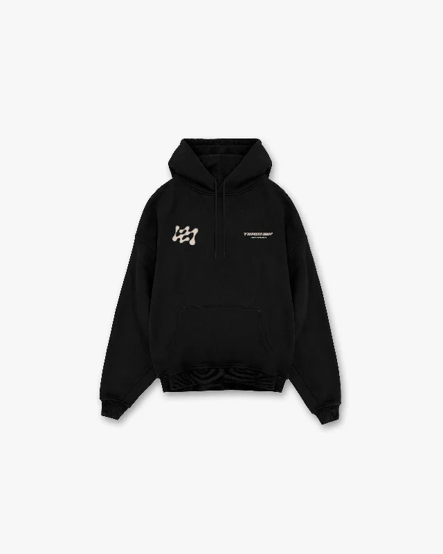 Men hoodie for gym workouts with moisture - wicking technology 247 Future Terrains Oversized Hoodie - Black