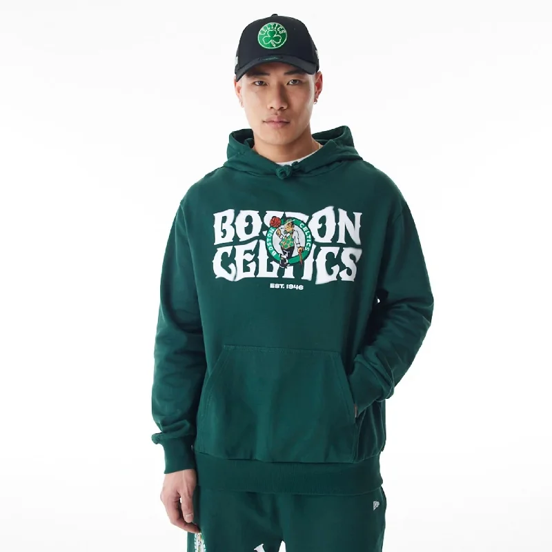 Water - resistant men hoodie for rainy days Boston Celtics NBA Graphic Dark Green Oversized Pullover Hoodie Water - resistant men hoodie for rainy days Boston Celtics NBA Graphic Dark Green Oversized Pullover Hoodie