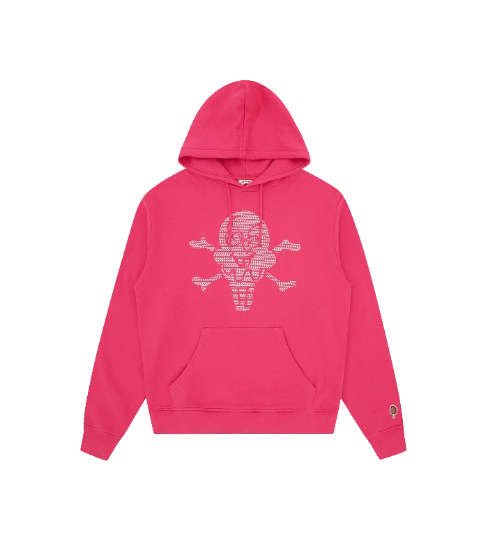 Slim - fit men hoodie to pair with skinny jeans RHINESTONE CONES & BONES POPOVER HOOD - PINK Slim - fit men hoodie to pair with skinny jeans RHINESTONE CONES & BONES POPOVER HOOD - PINK