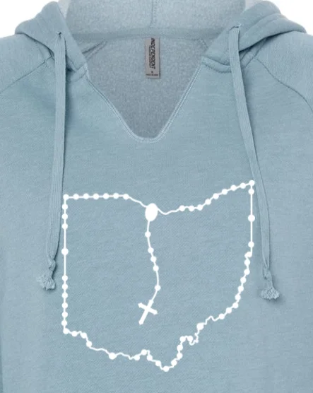 Slim - fit men hoodie to pair with skinny jeans Ohio Catholic Rosary Drop Hoodie