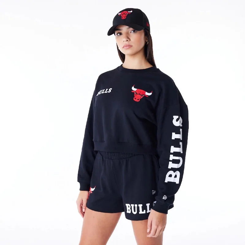 Water - resistant men hoodie for rainy days Chicago Bulls Womens NBA Wordmark Black Crop Crew Neck Sweatshirt Water - resistant men hoodie for rainy days Chicago Bulls Womens NBA Wordmark Black Crop Crew Neck Sweatshirt