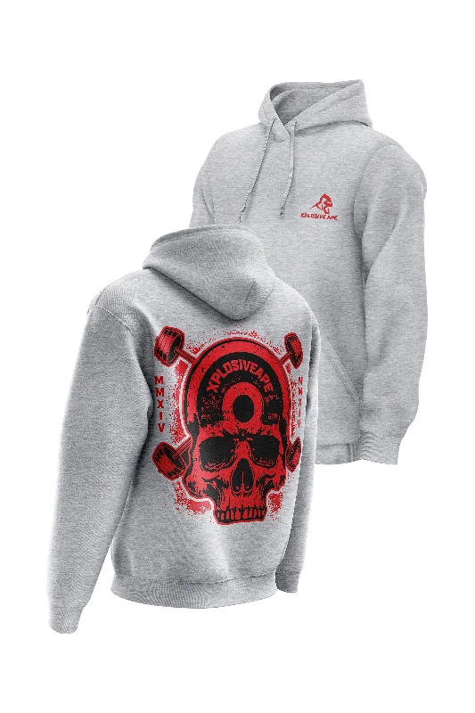 Solid - color men hoodie in trendy olive green XAPE Metalhead Hoodie - Sports Grey