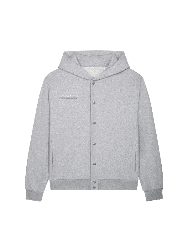 Graphic - printed men hoodie with anime motifs for otaku fans Mens 365 Midweight Snap Button Hoodie—grey marl Graphic - printed men hoodie with anime motifs for otaku fans Mens 365 Midweight Snap Button Hoodie—grey marl